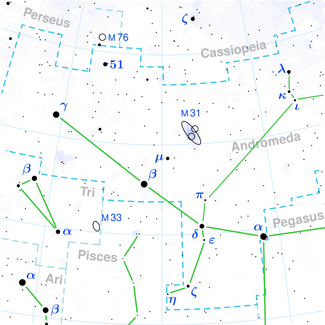 Location of the Andromeda Galaxy