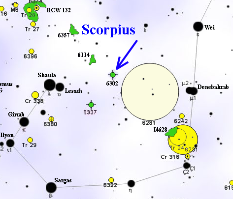 Location of Butterfly Nebula