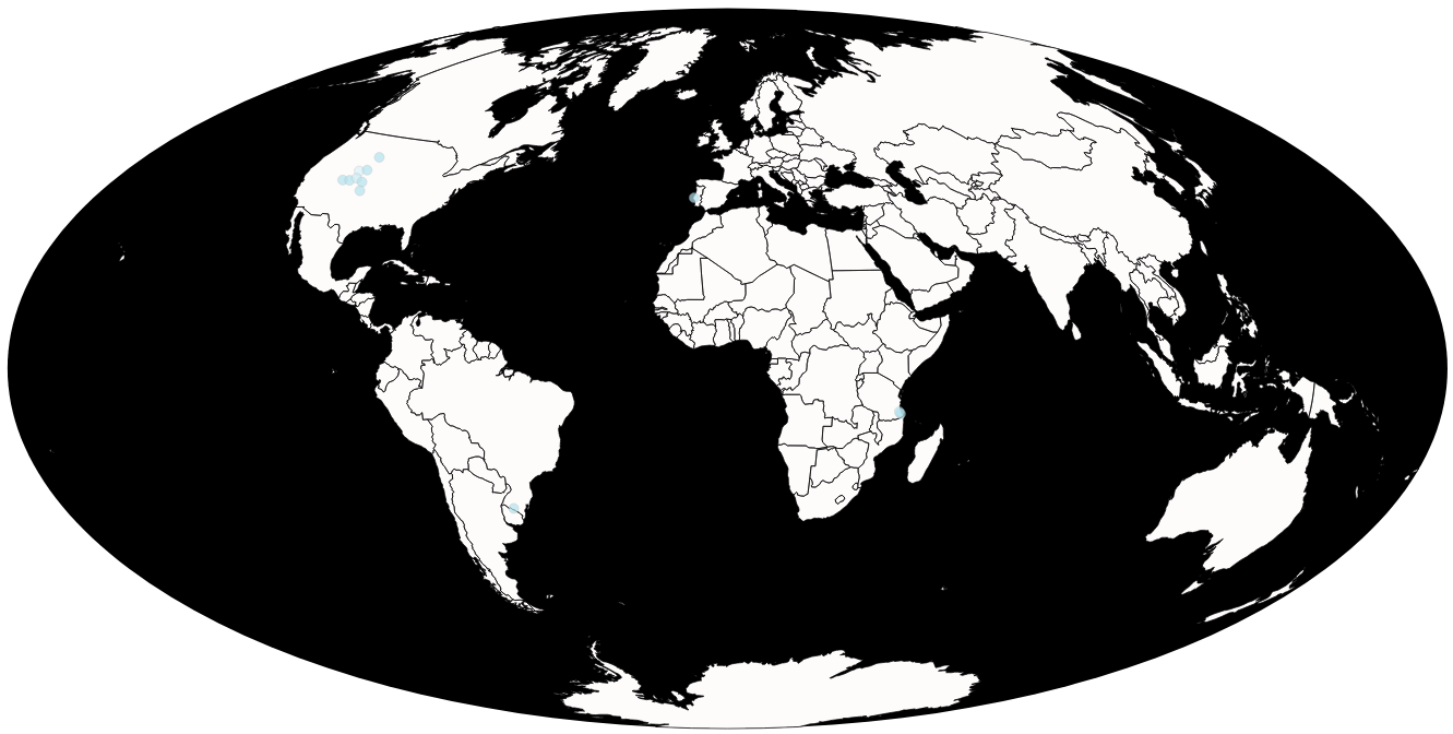 Locations of Ceratosaurus