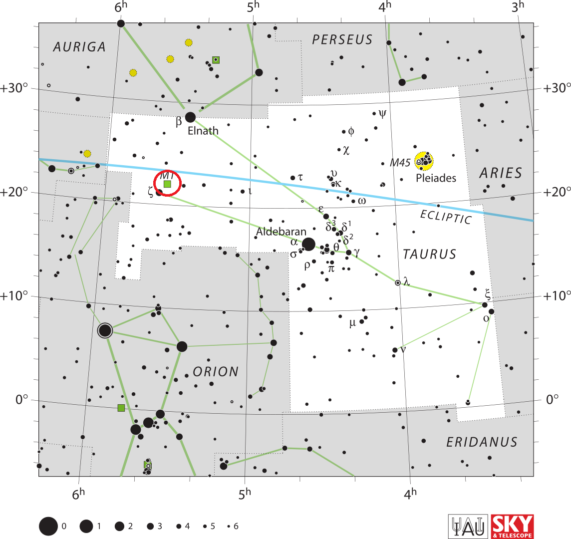 Location of Crab Nebula