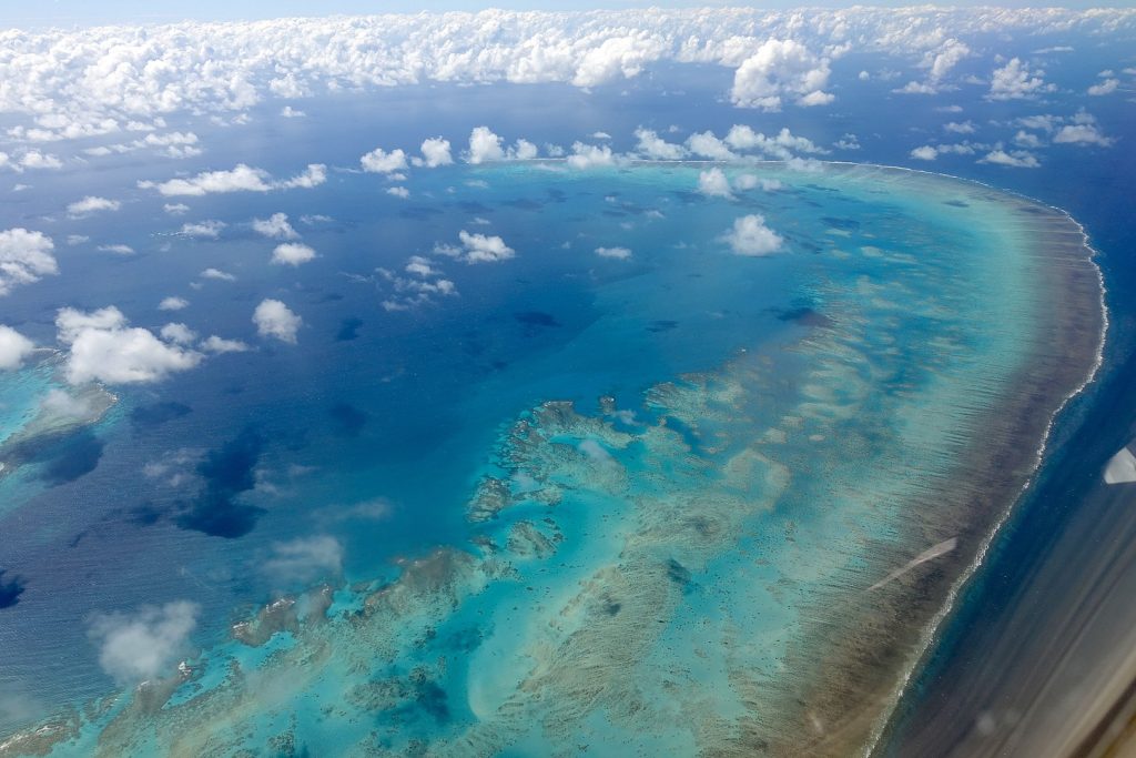 The Great Barrier Reef from an airplane