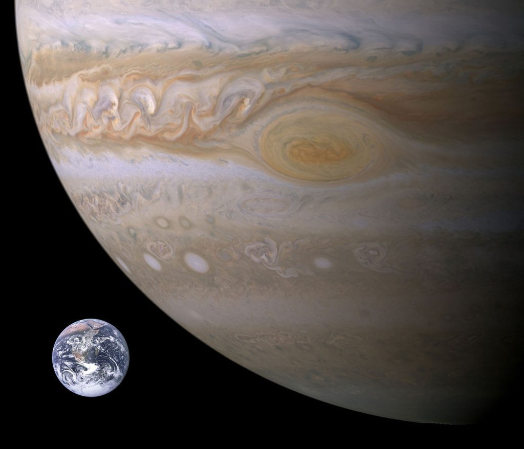 A comparison of Jupiter and the Earth