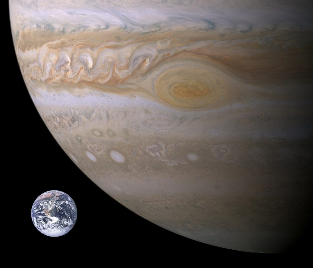 A comparison of the Great Red Spot and the Earth