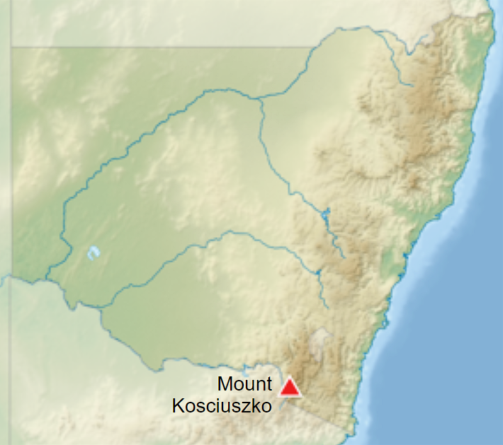 Location of Mount Kosciuszko