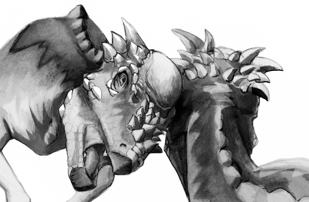 Two Pachycephalosauruses headbutting