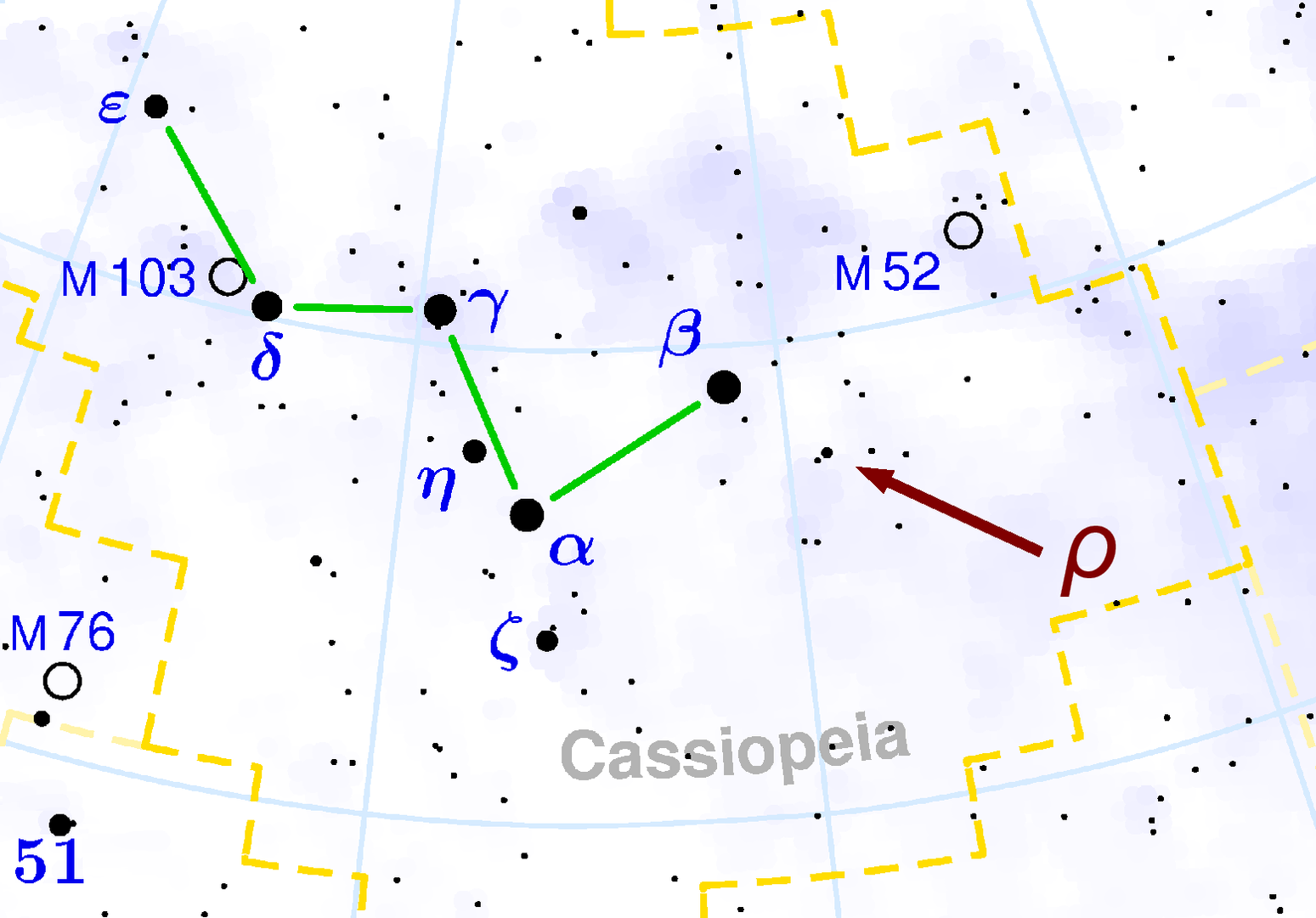Location of Rho Cassiopeiae