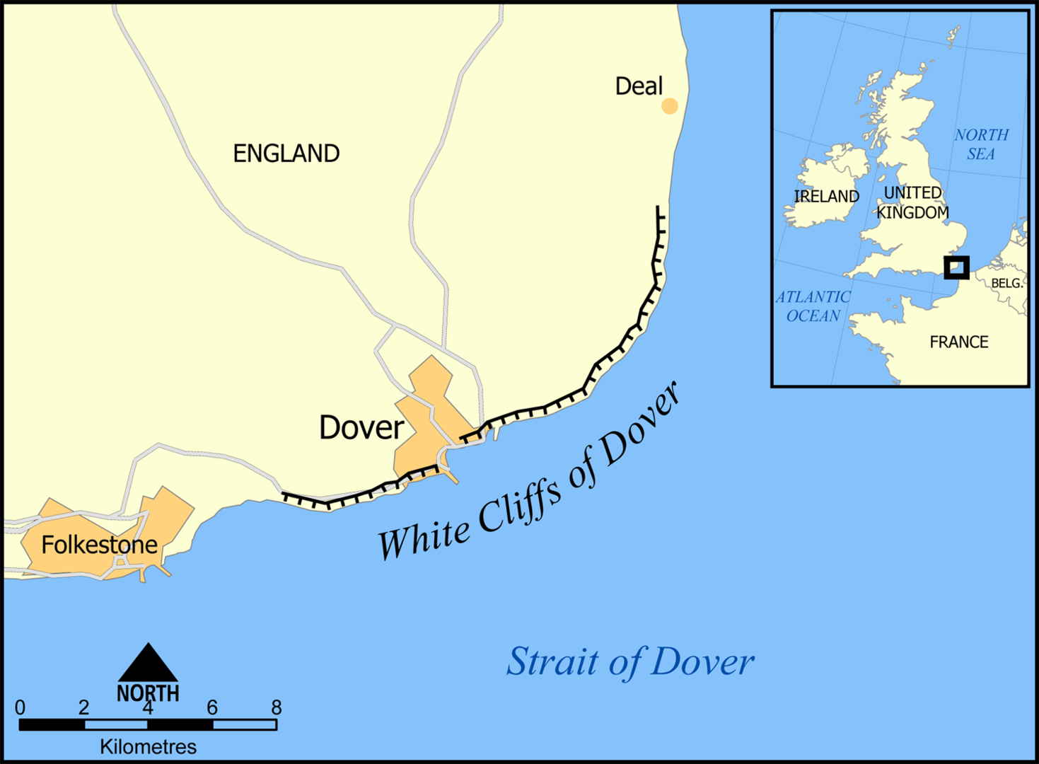 Location of White Cliffs of Dover