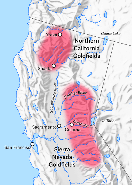 Location of California Gold Rush