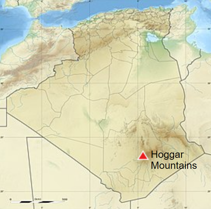 Locations of Hoggar Mountains
