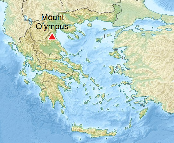 Location of Mount Olympus