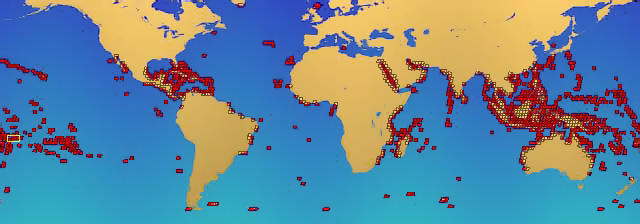 Locations of Coral