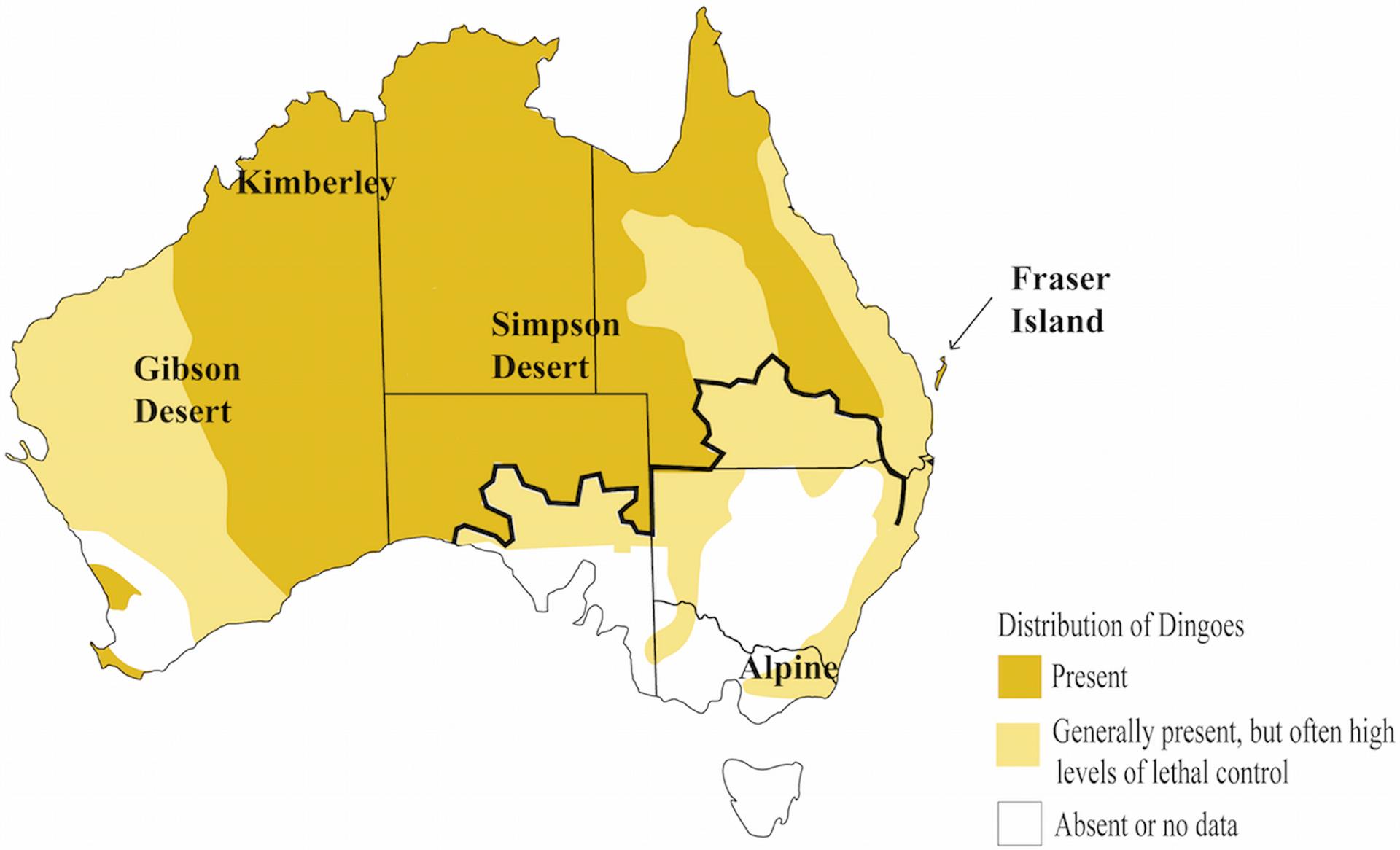 Locations of Dingoes