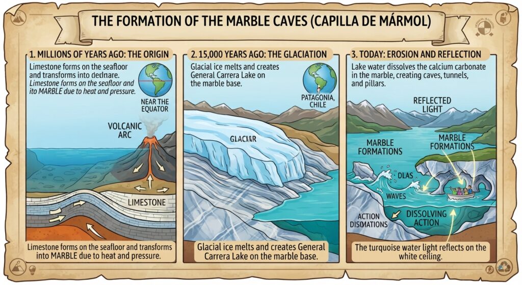 Formation of the Marble Caves